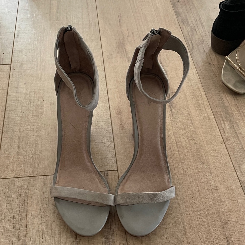 Joie Light Gray Ankle Strap Heels